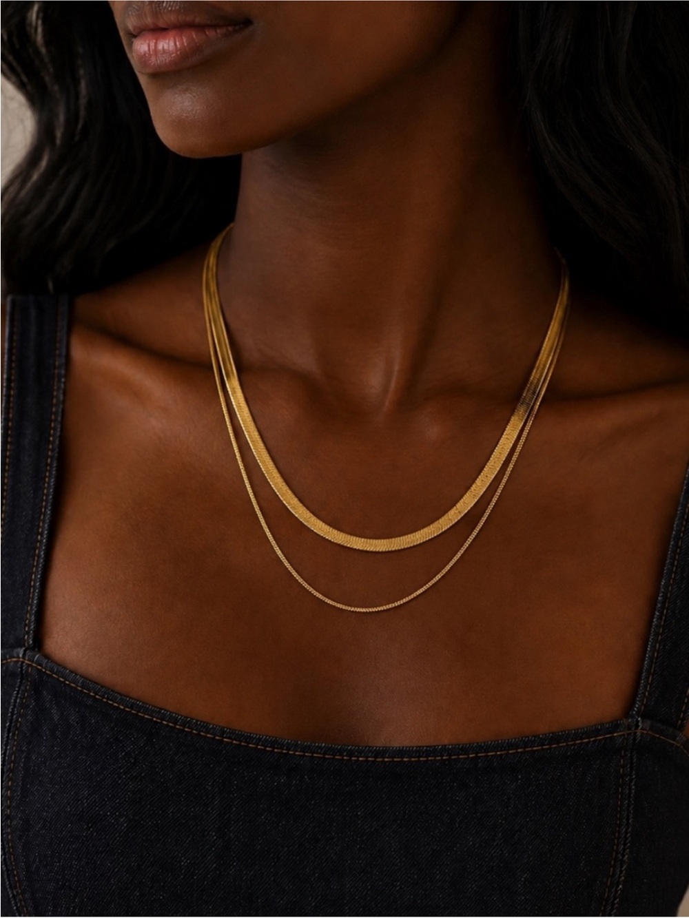 Double-Layer Gold Necklace Set